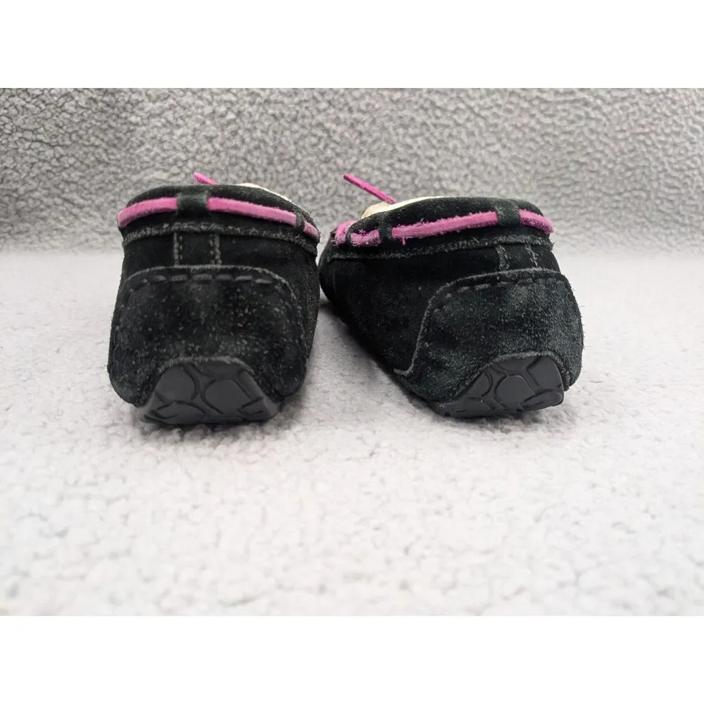 UGG Dakota Girls size 4 Sherpa Lined Black Suede Moccasin Slippers style 5296